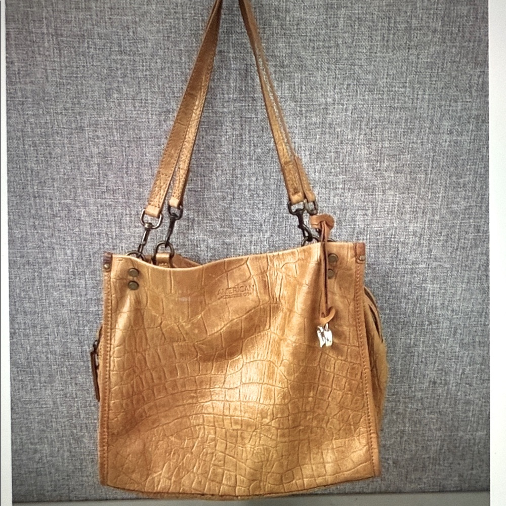 Shoulder Bag Chic Tan Crocodile-Embossed